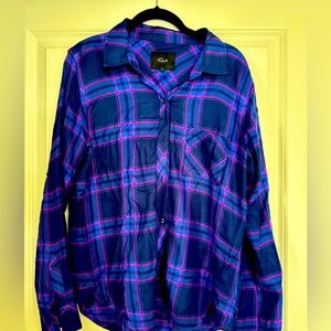 Rails Blue and Pink Plaid Button Down Shirt